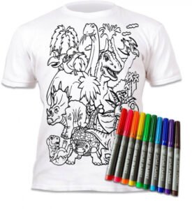 Tricou de colorat cu markere lavabile - Dinozauri-main-thumb